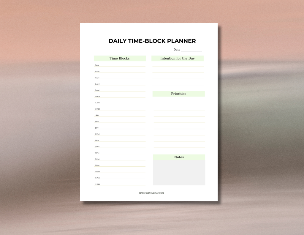 Struggling to find time for everything that matters? This daily time-block planner gives you a simple, clear layout to map your priorities, protect your energy, and actually do the things that move you forward. Free for members.