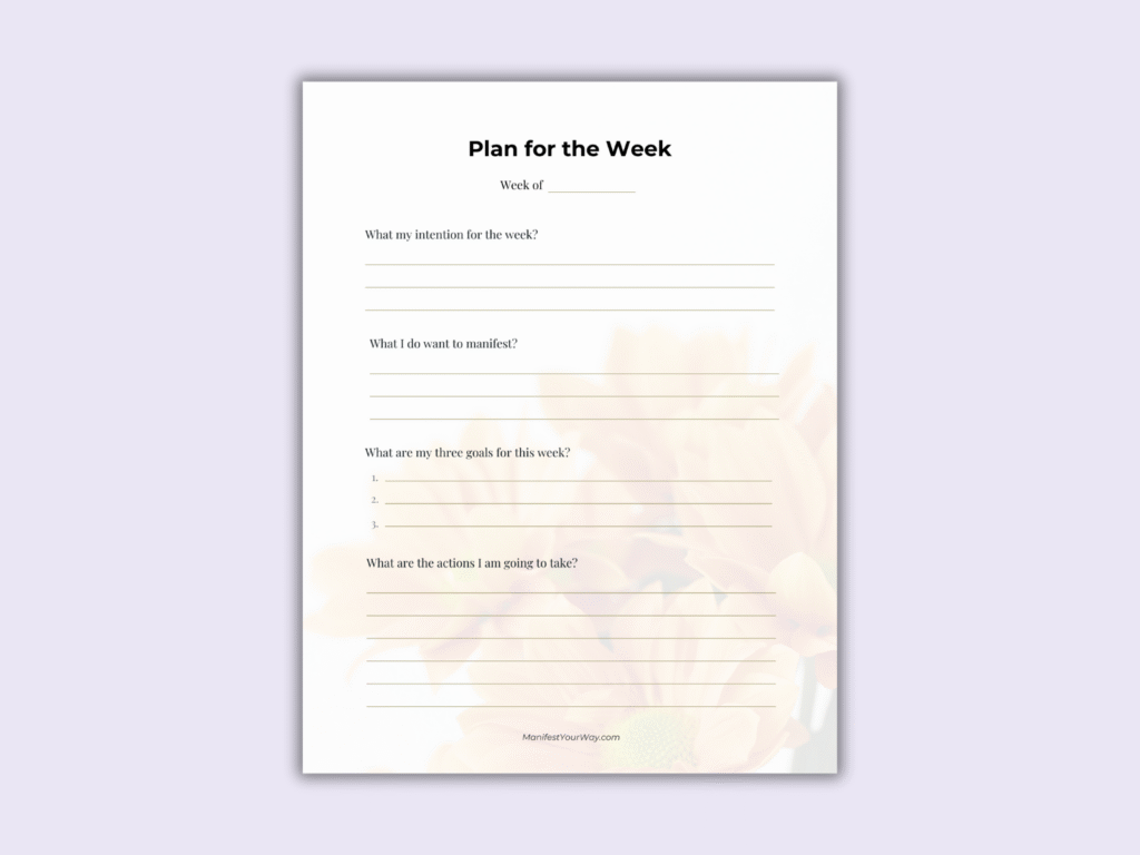 Free Weekly Planning Worksheet Printable – Plan Your Week with Goals & Intentions
