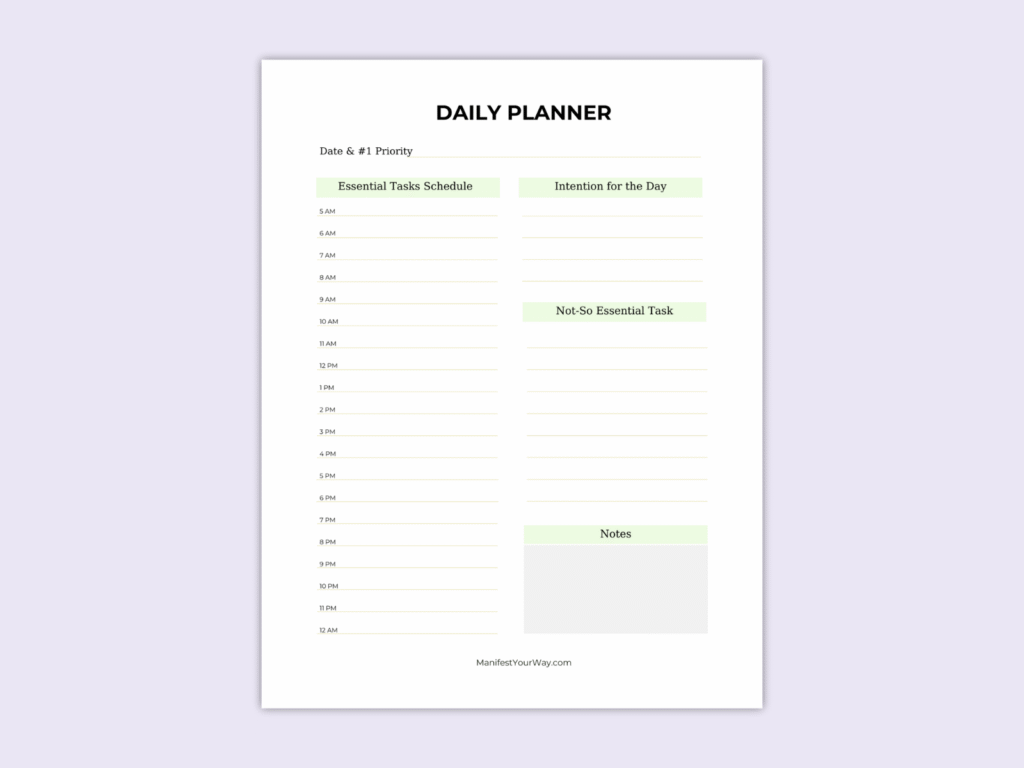 Free Daily Time-Block Planner Printable PDF