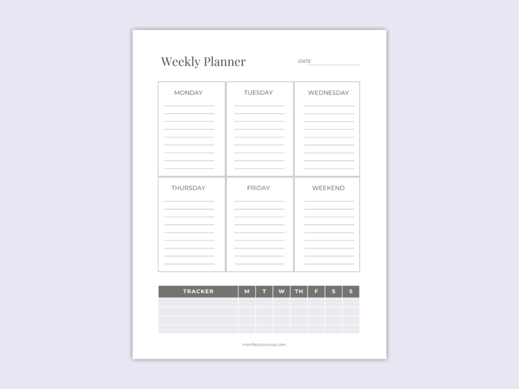 weekly planner free worksheet