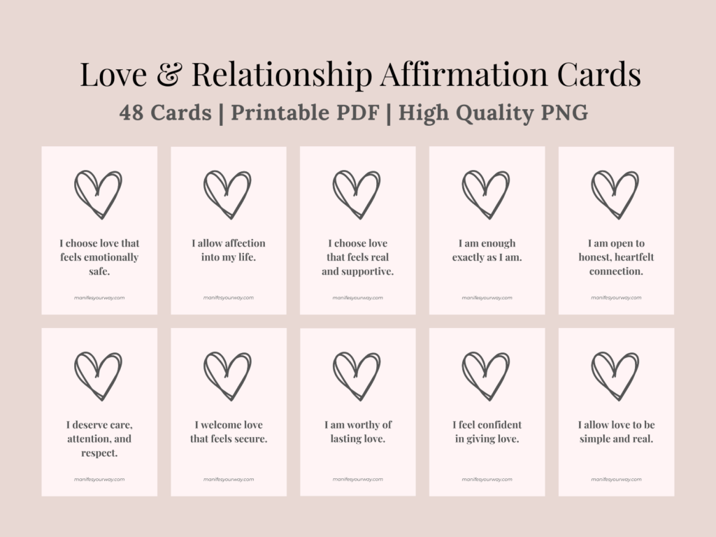 Printable Love & Relationship Affirmation Cards | Valentine Gift