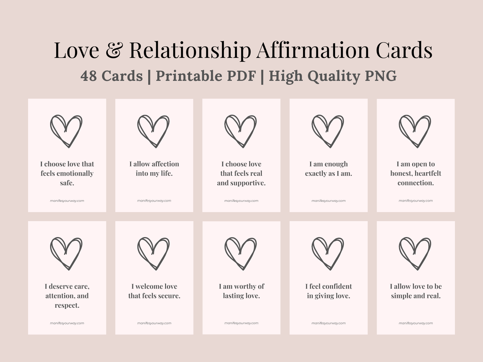 Printable Love & Relationship Affirmation Cards | Valentine Gift