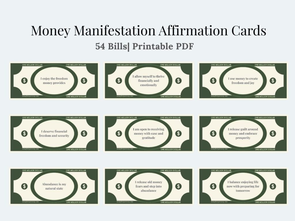 Money Manifestation Affirmation Cards (Free Printable PDF)