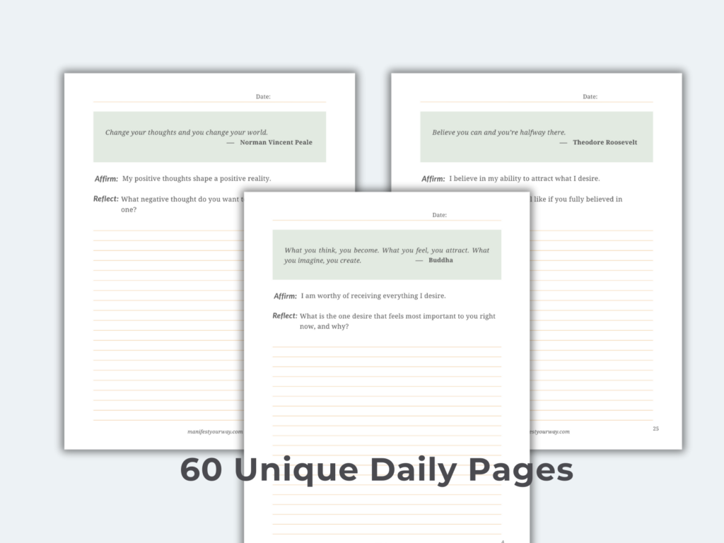 60-day manifestation journal to help you turn clarity into action through daily reflection.
