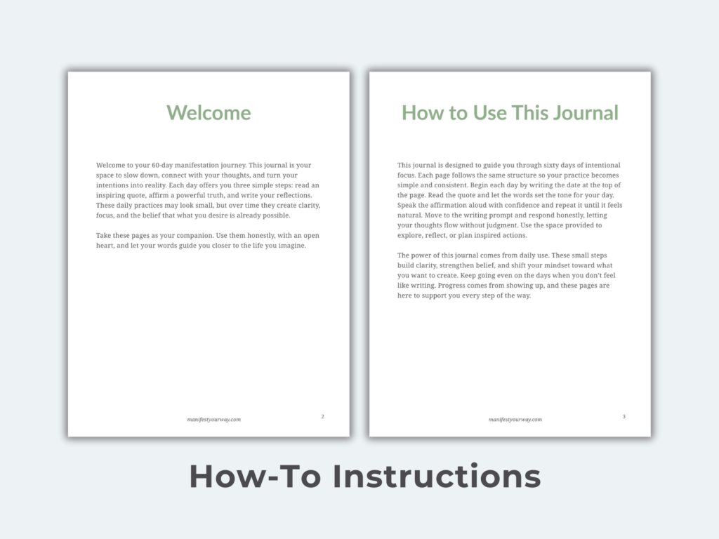 60-day manifestation journal to help you turn clarity into action through daily reflection.
