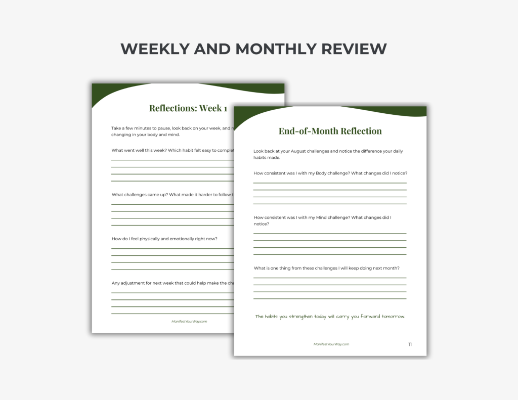 Jumpstart your well-being this August with the Mind Body Reset Challenge Journal.