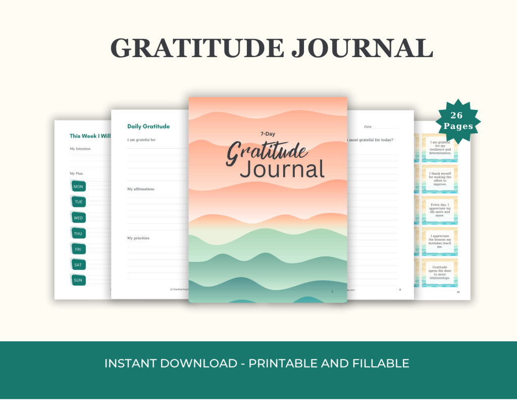 A simple printable gratitude journal to help you spend one week noticing what matters,