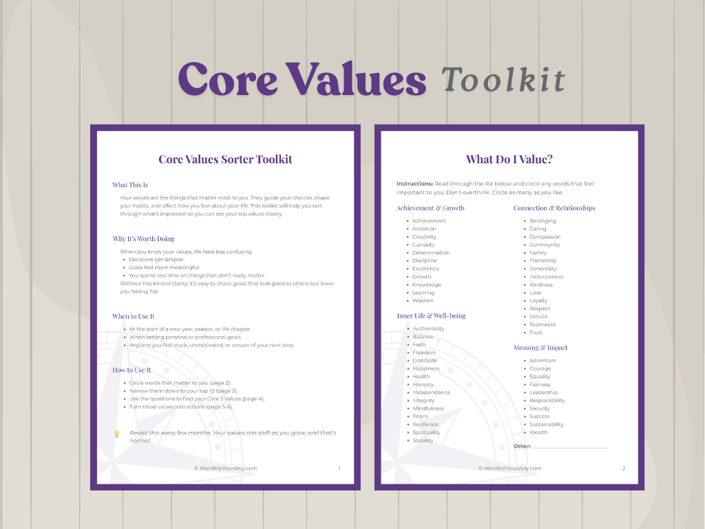 Core Values Worksheet Printable
