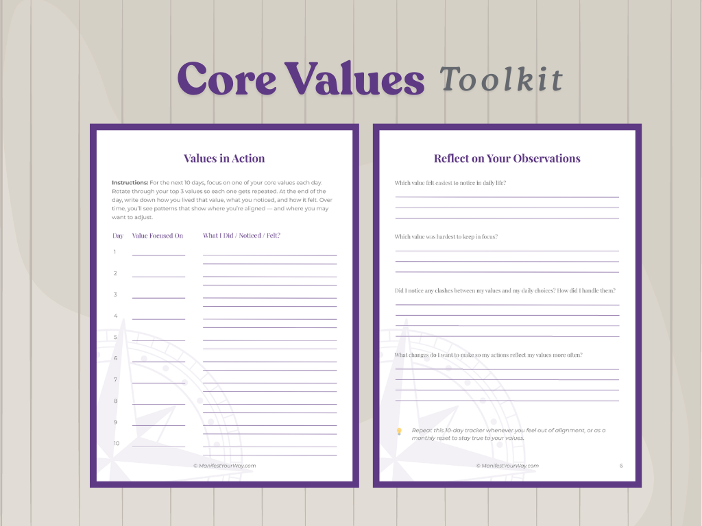 Core Values Worksheet Printable