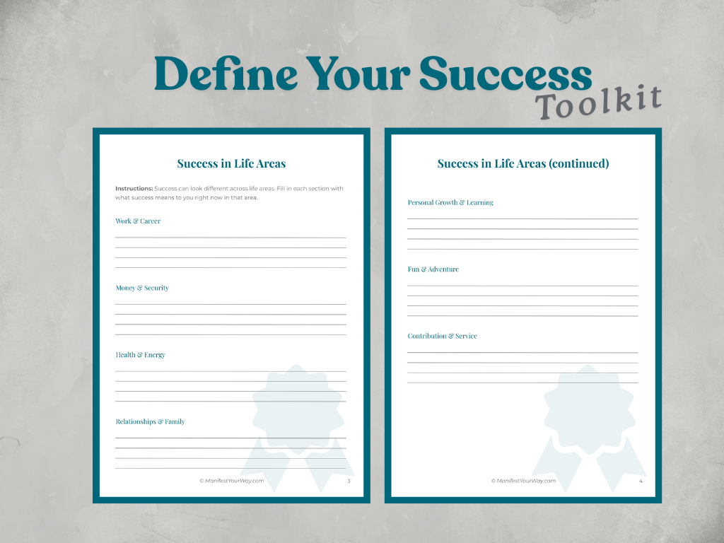 define your success worksheet printable