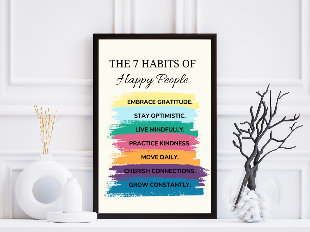 Printable Happiness Wall Art – 7 Habits of Happy People