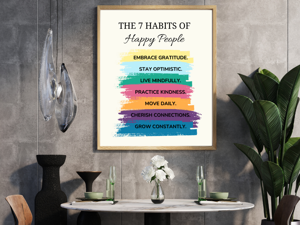 Printable Happiness Wall Art – 7 Habits of Happy People