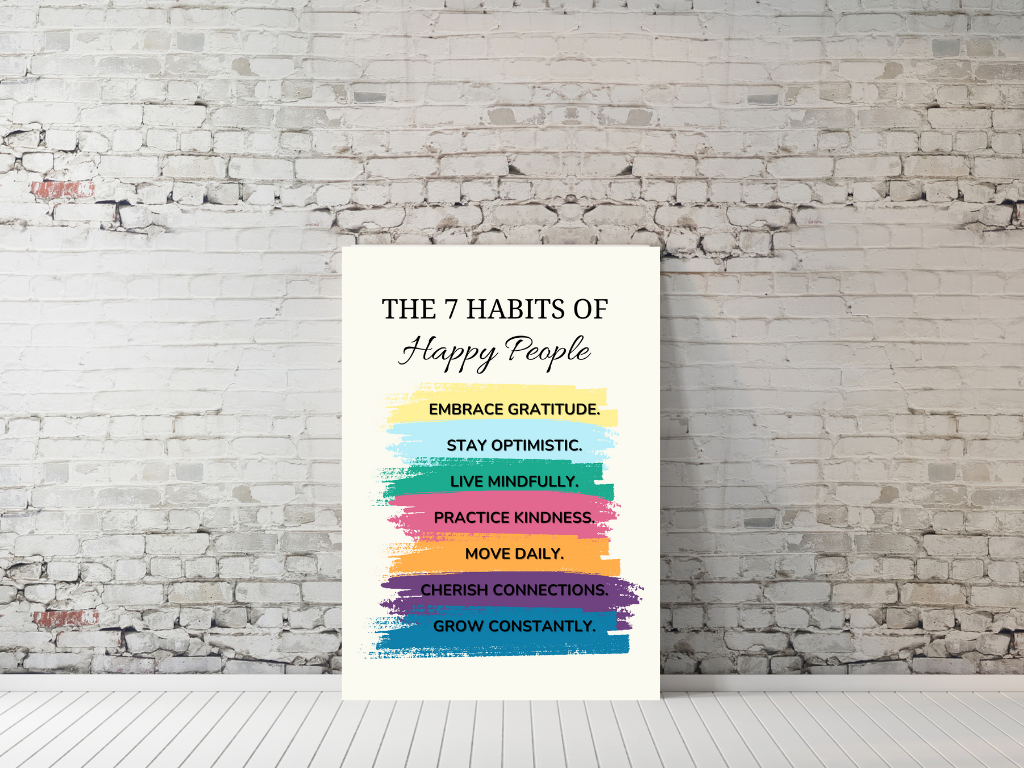 Printable Happiness Wall Art – 7 Habits of Happy People