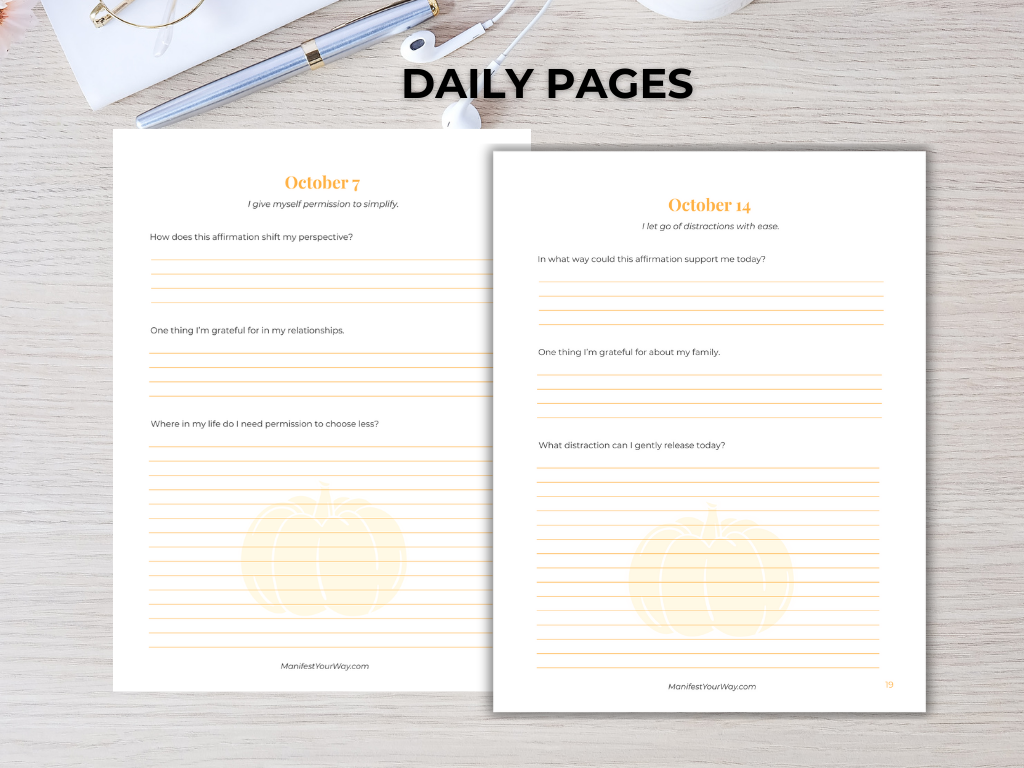 October Journal | Simplify & Shine Affirmation & Gratitude Prompts
