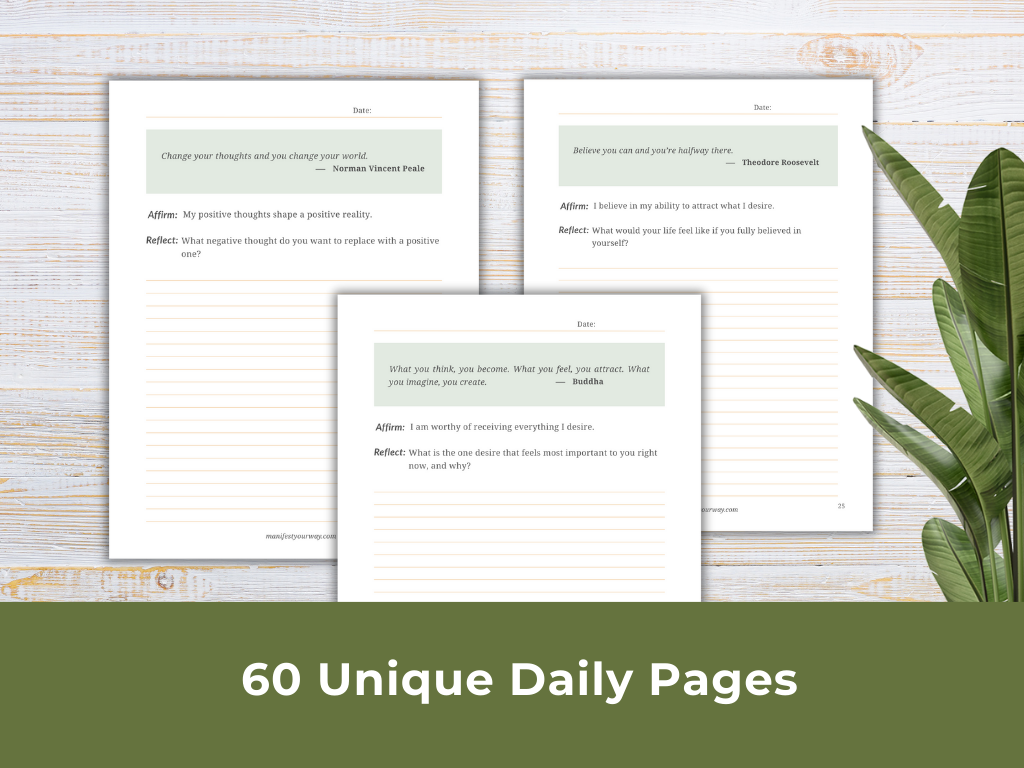 60-Day Manifestation Journal β Daily Quotes, Affirmations & Prompts