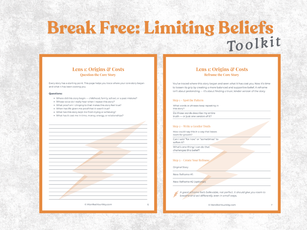 Break Free: Limiting Beliefs Toolkit | Printable Mindset Workbook to Reframe Self-Limiting Beliefs