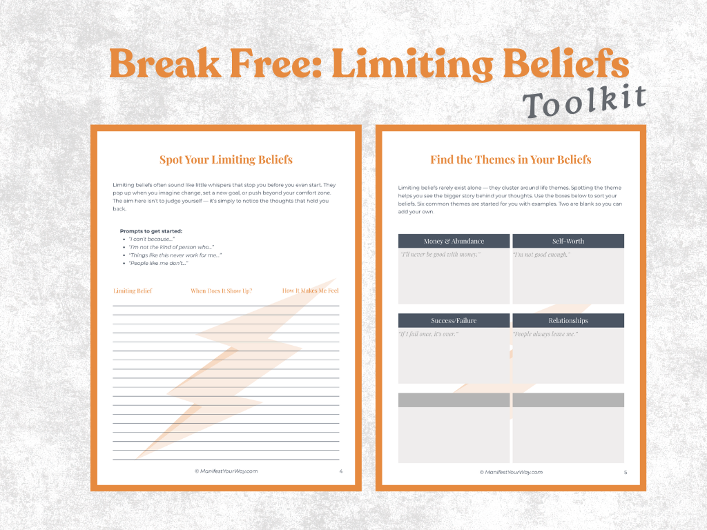 Break Free: Limiting Beliefs Toolkit | Printable Mindset Workbook to Reframe Self-Limiting Beliefs