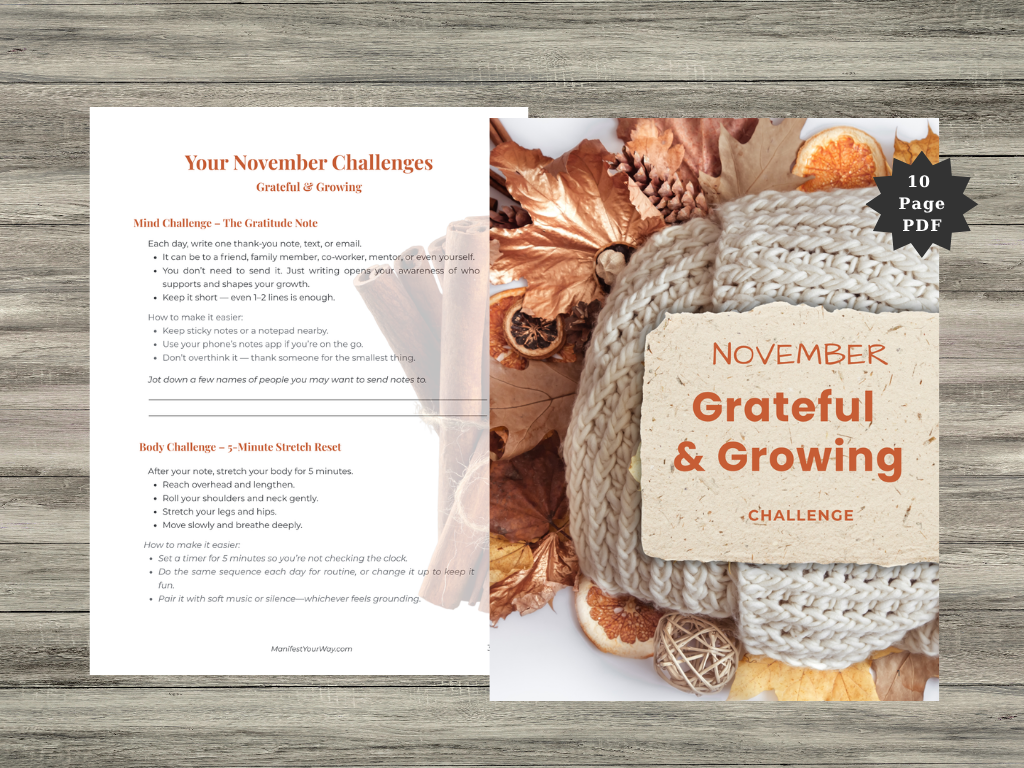 November Mind–Body Challenge – Printable 30-Day Wellness & Gratitude Challenge