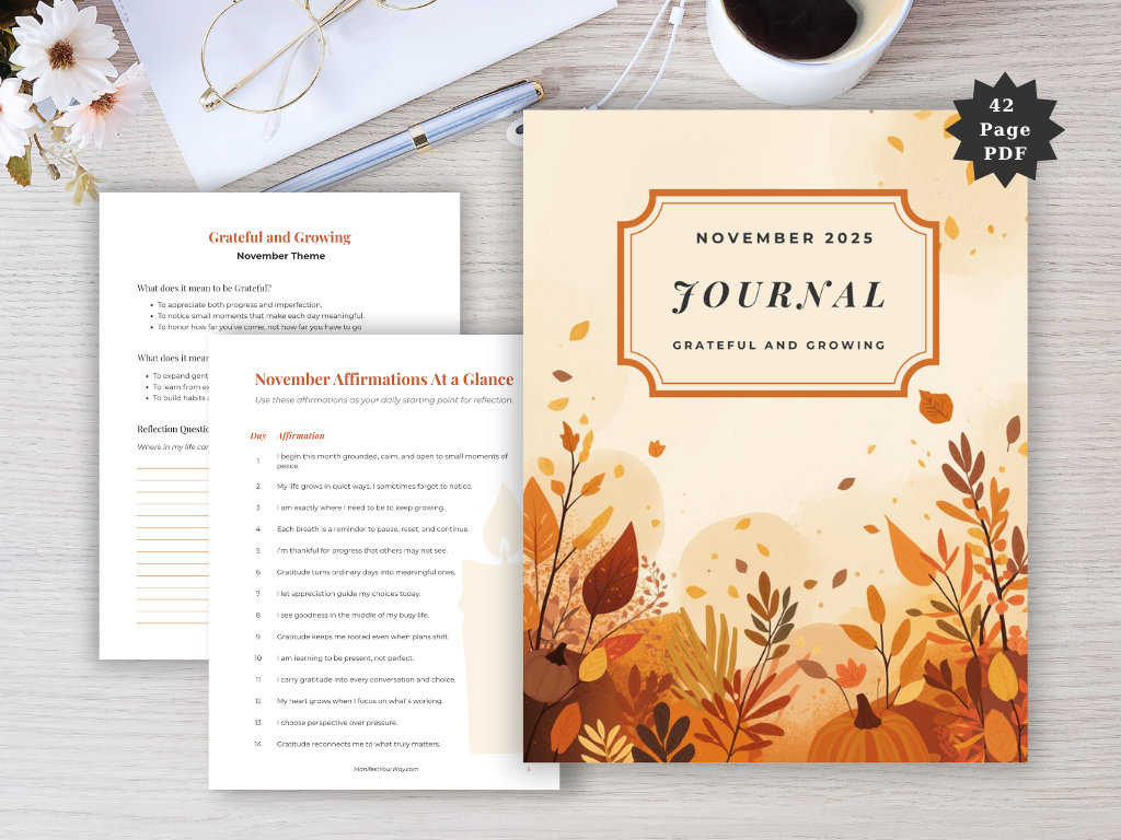 November 2025 Reflection Journal – Printable Affirmation and Gratitude Journal