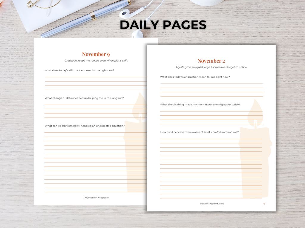 November 2025 Reflection Journal – Printable Affirmation and Gratitude Journal