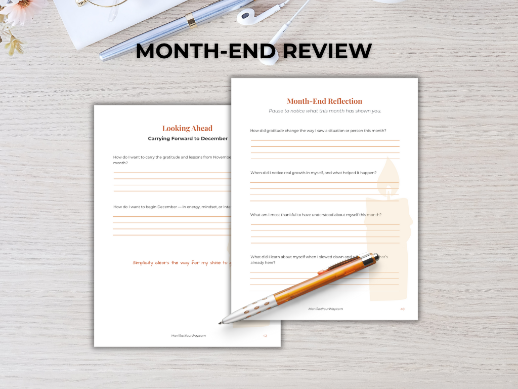 November 2025 Reflection Journal – Printable Affirmation and Gratitude Journal