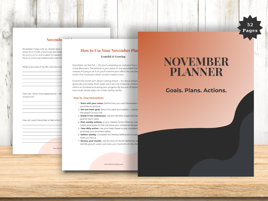 November 2025 Goals Planner – Printable Monthly Action Planner