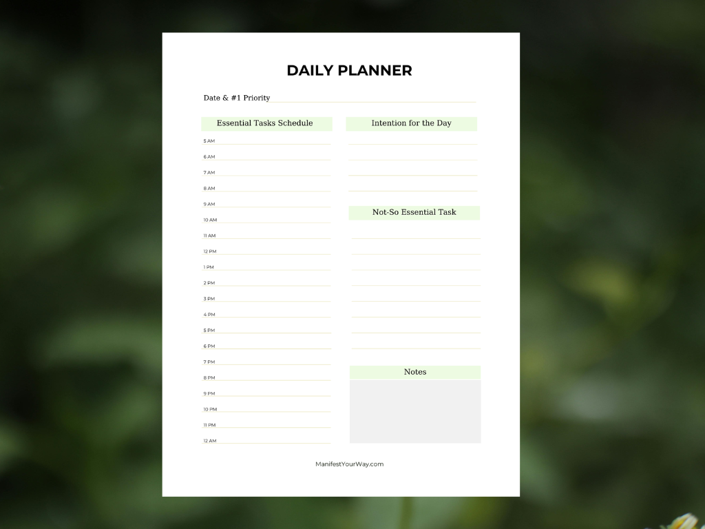 Free Daily Time-Block Planner Printable PDF