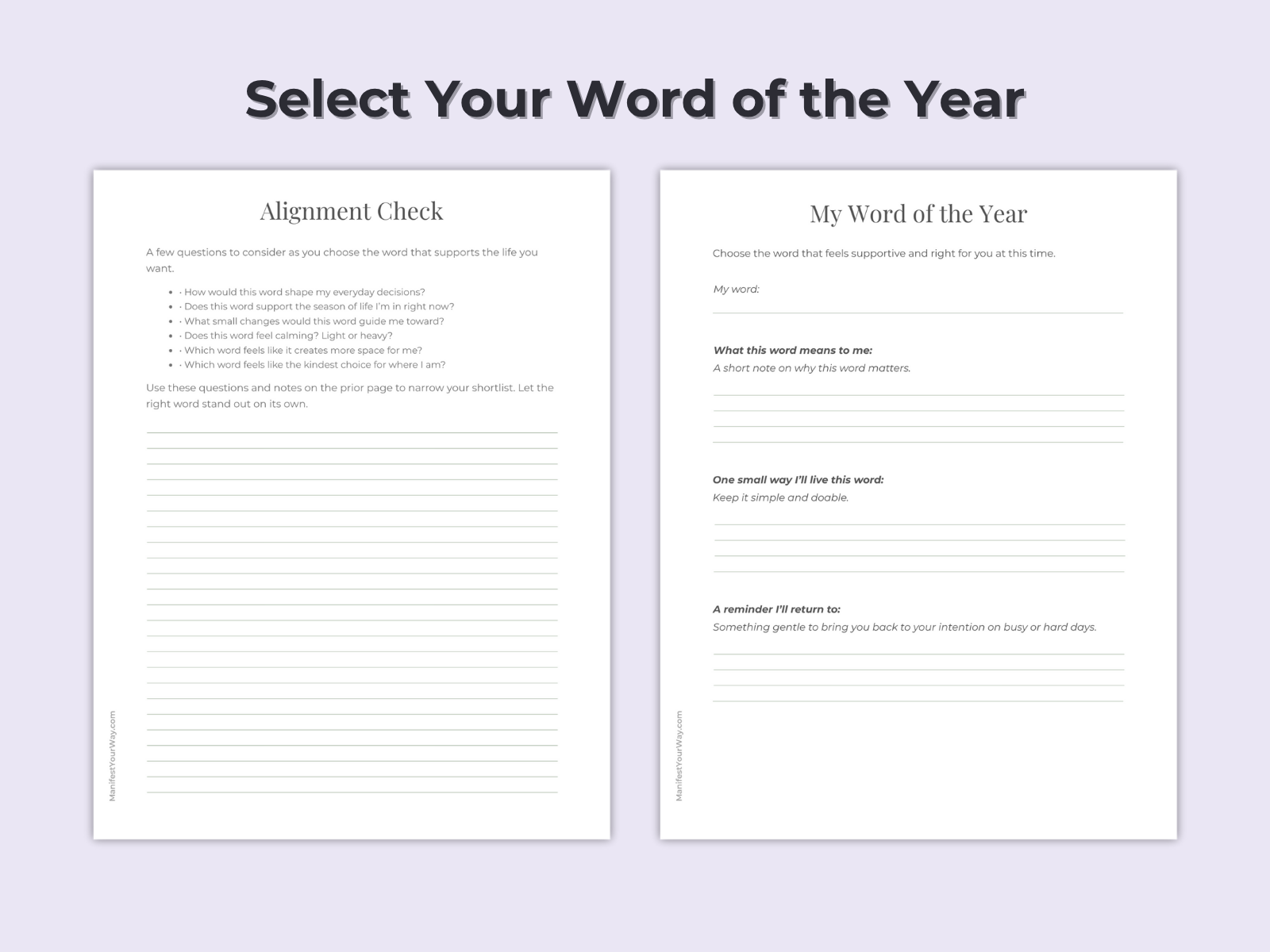 Word of the Year Printable Toolkit — Simple Worksheets to Choose Your Focus