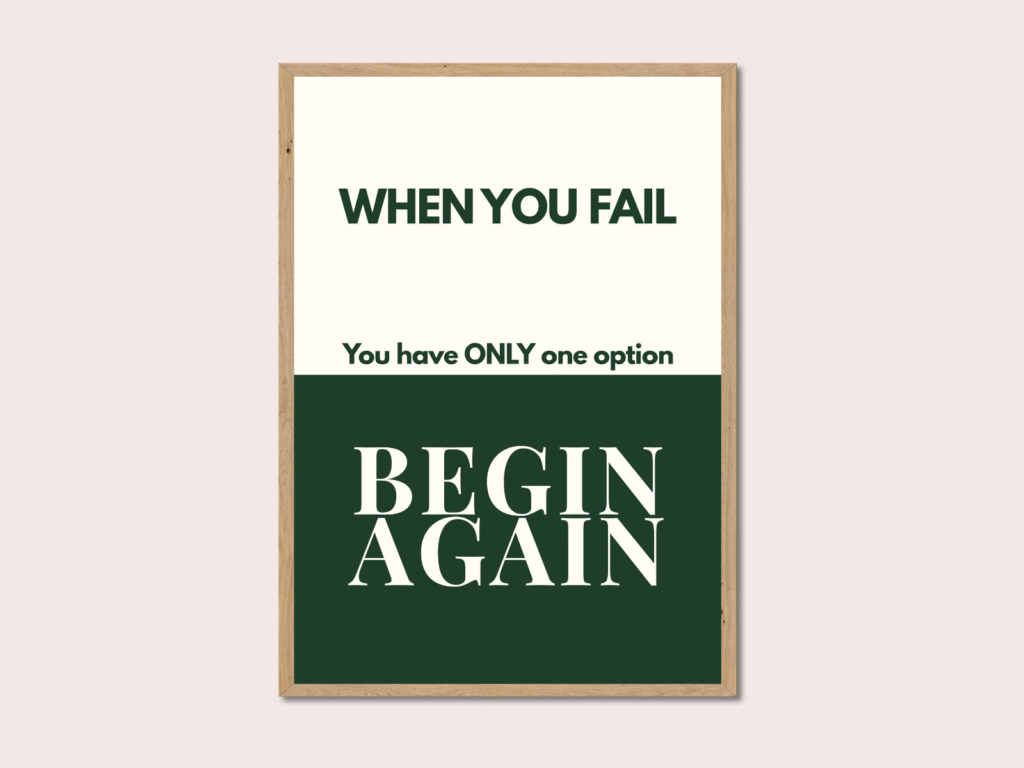Begin Wall Art Begin Again – Manifestation Wall Art Printable | Motivational Quote Poster