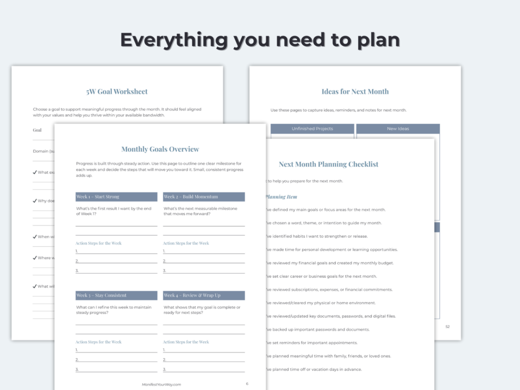 IBLM Monthly Planner – Turn Intention Into Real Progress Every Month - other pages