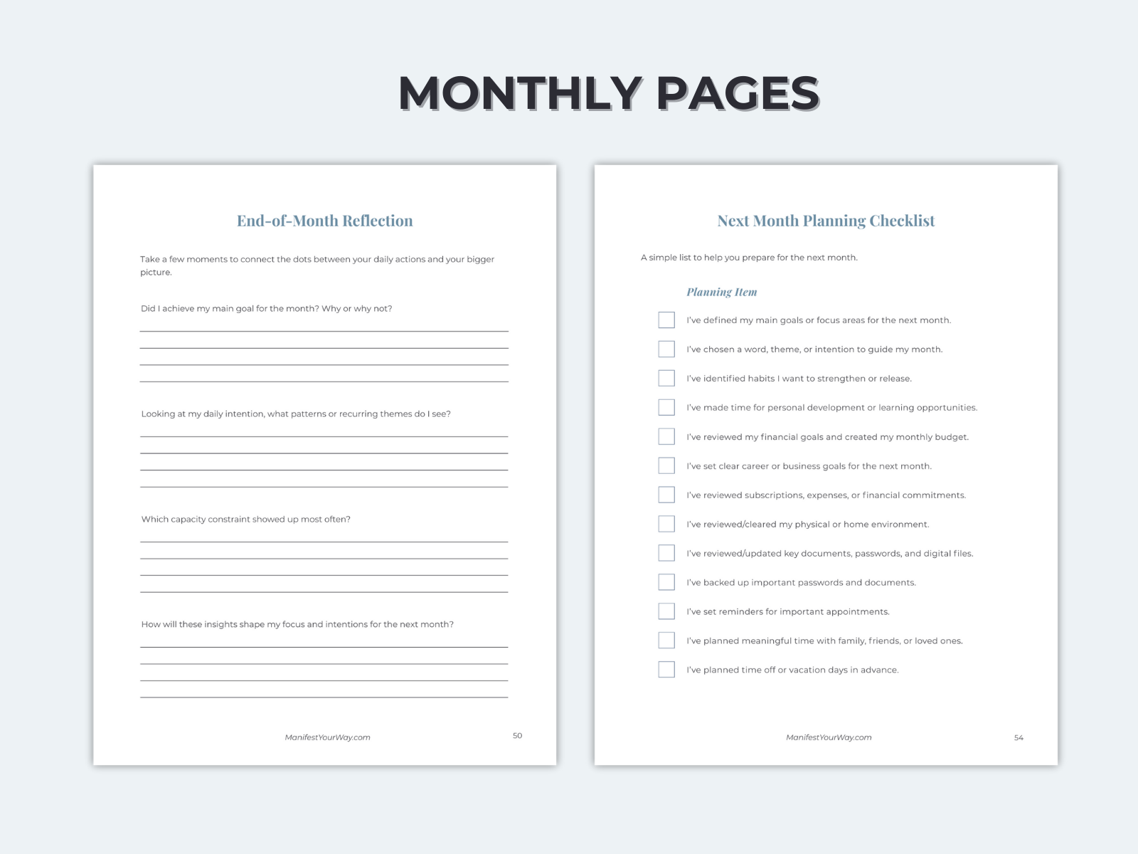 IBLM Monthly Planner – Turn Intention Into Real Progress Every Month - monthly pages